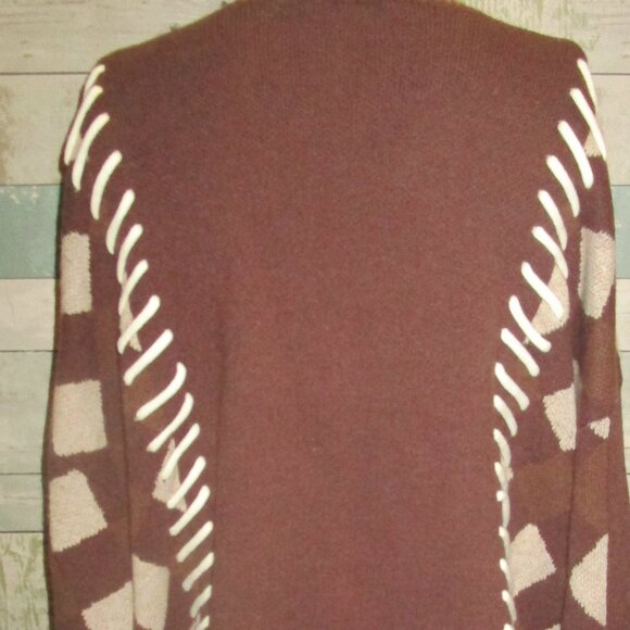 Brown and Cream Cardigan Sweater - Picture 6 of 8